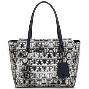 Tory Burch Navy & White Parker Geo Tote